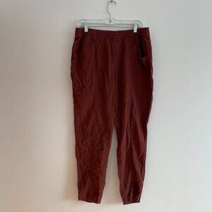 Old Navy Linen Blend Brown Crop Pants Pull On Beach Travel Vacation Large